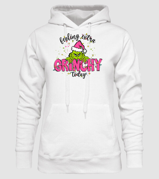 Feeling extra Grinchy today model alb pe tricou