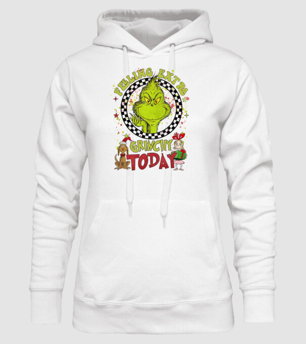 Feeling extra Grinchy today - Grinch model alb pe tricou