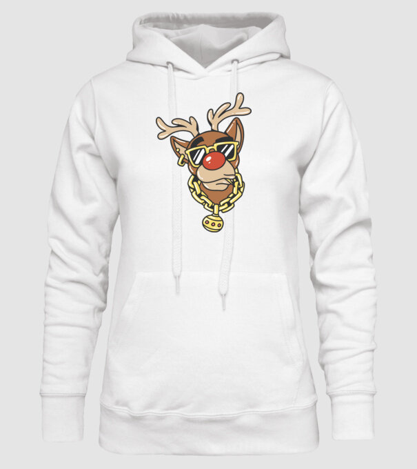 Gangster Reindeer model alb pe tricou