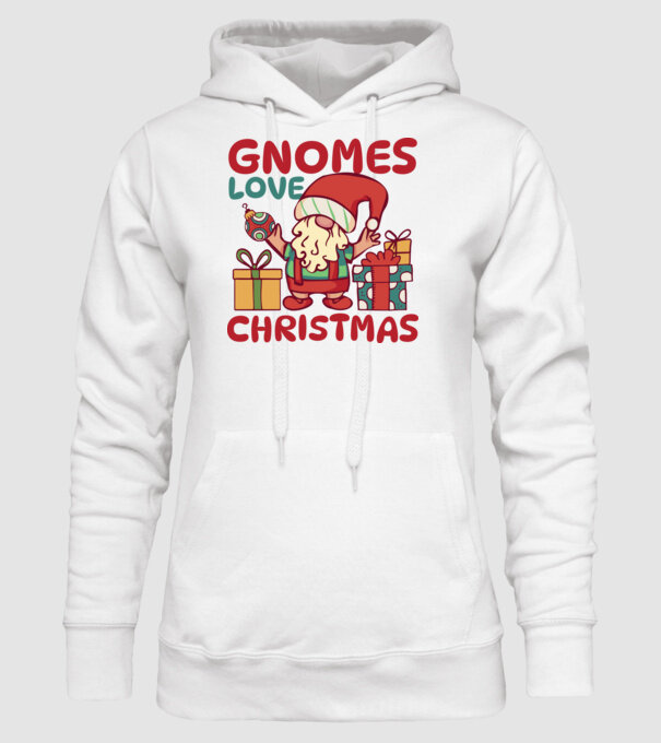 Gnomes LOVE Christmas model alb pe tricou