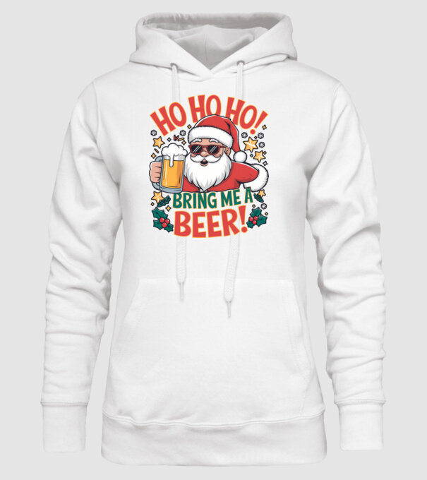 HO HO HO bring me a BEER santa Alb model alb pe tricou