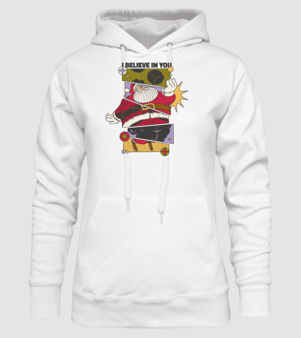 I believe in you Santa model alb pe tricou