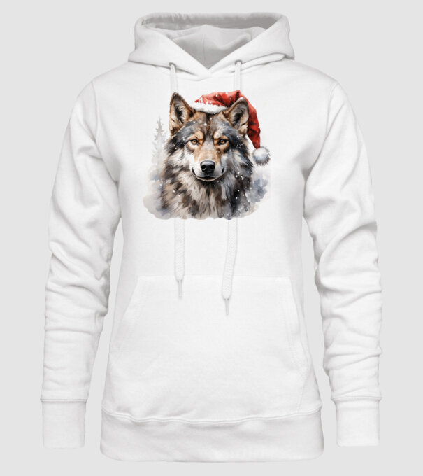 Lupul de Crăciun Alb model alb pe tricou
