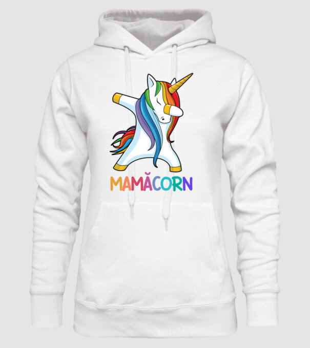 mamăcorn model alb pe tricou