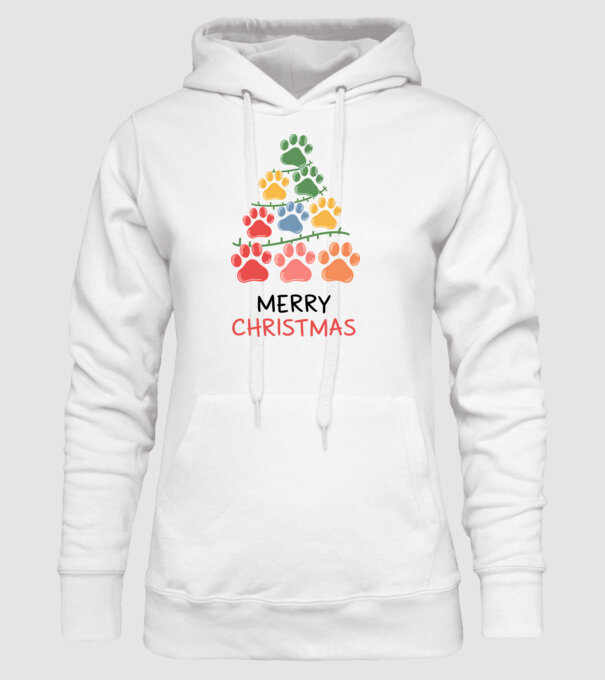 Merry Christmas Paws Alb model alb pe tricou