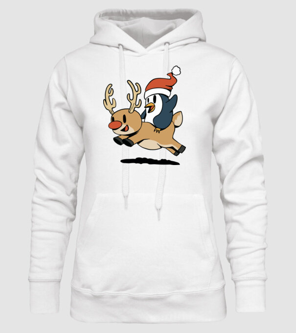 pinguin reindeer cristmas model alb pe tricou