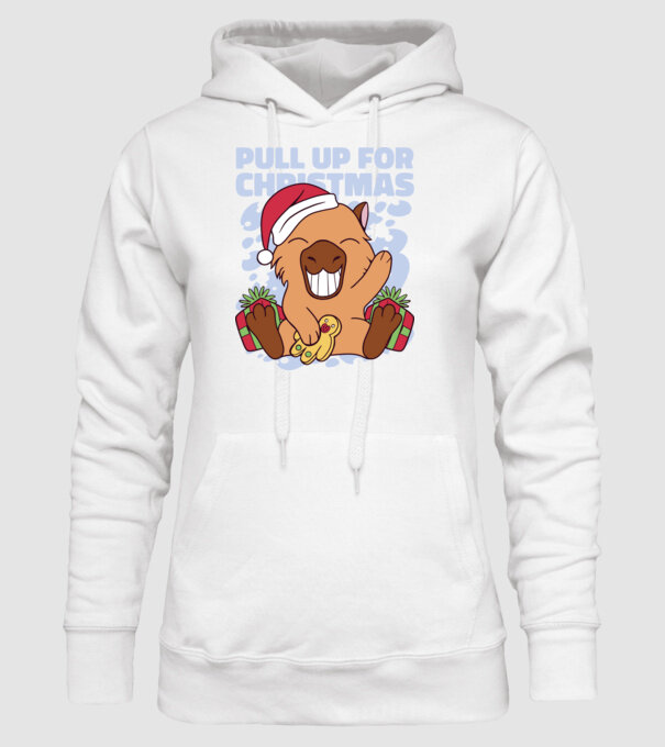 Pull up for christmas Capybara model alb pe tricou