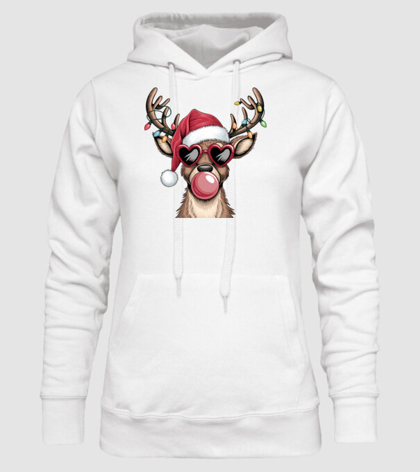 Ren amuzant de Crăciun model alb pe tricou