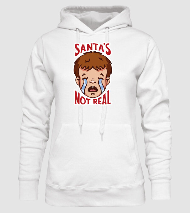 Santa's Not Real copil plângând model alb pe tricou