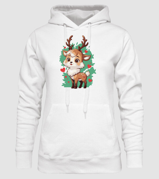 Valentine Deer model alb pe tricou