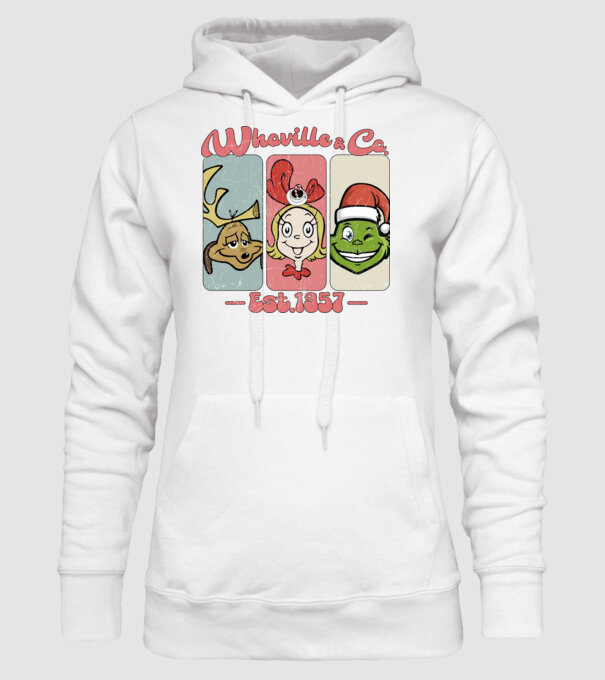 Whoville & Co - Grinch model alb pe tricou