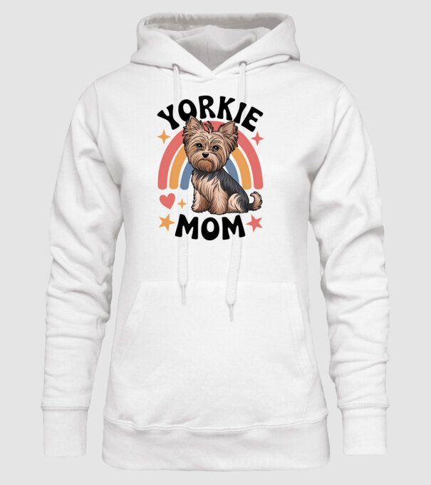 Yorkie Mom Alb model alb pe tricou