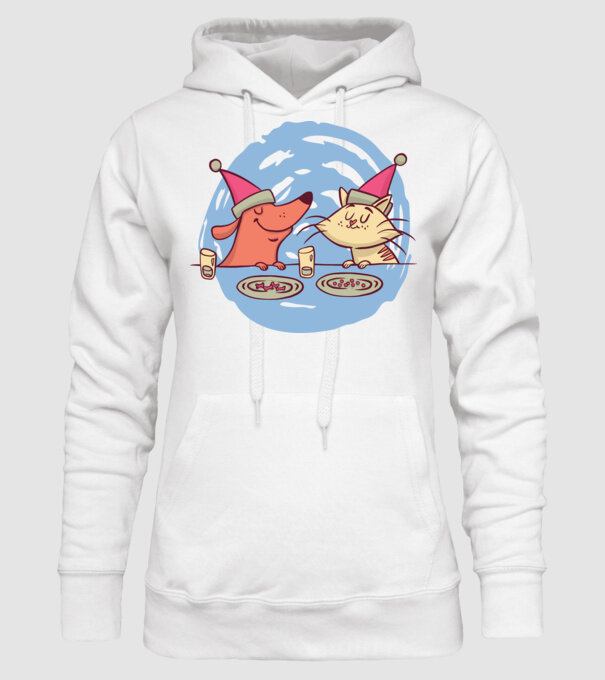 Petrecere de Crăciun animale model alb pe tricou
