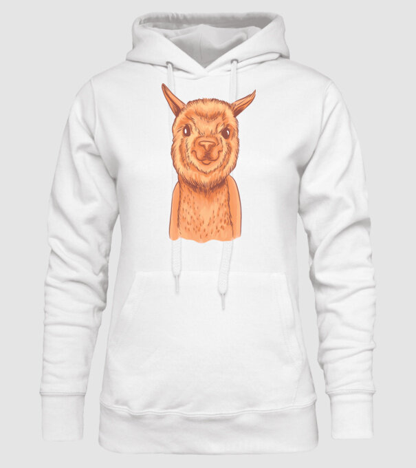 Cap de Alpaca model alb pe tricou