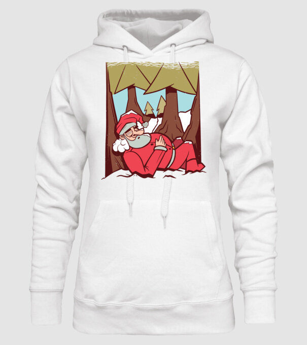 Moș Crăciun dormind model alb pe tricou
