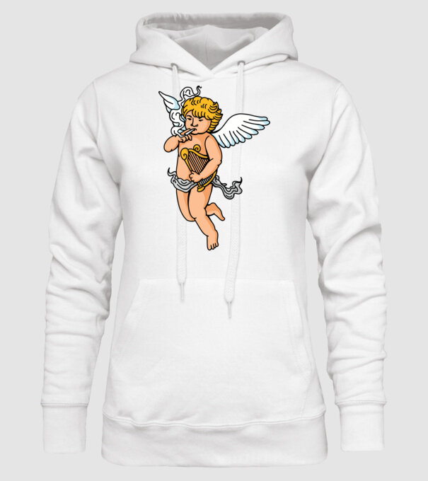 Înger cu Țigaretă model alb pe tricou