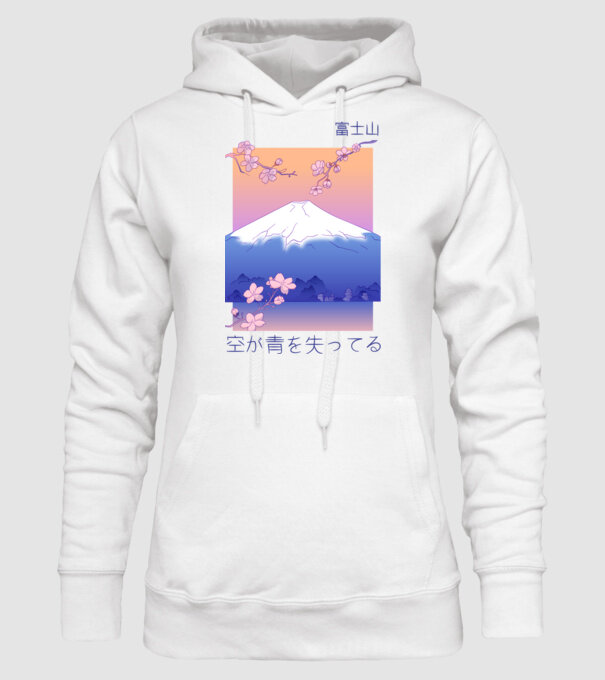 Anime Vaporwave munte model alb pe tricou