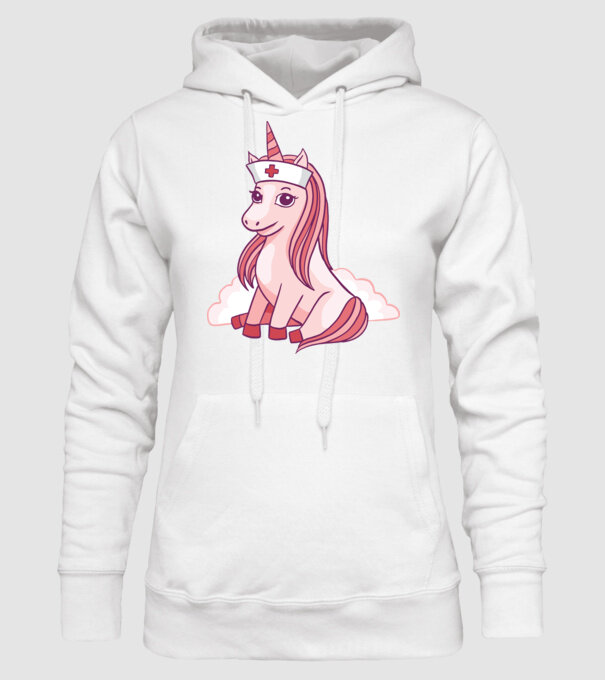 Îngrijitor unicorn model alb pe tricou