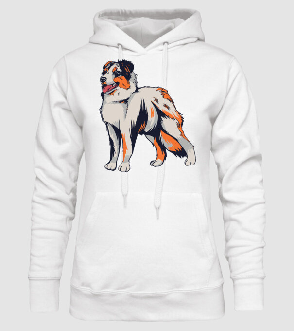 Câine ciobănesc Australian model alb pe tricou