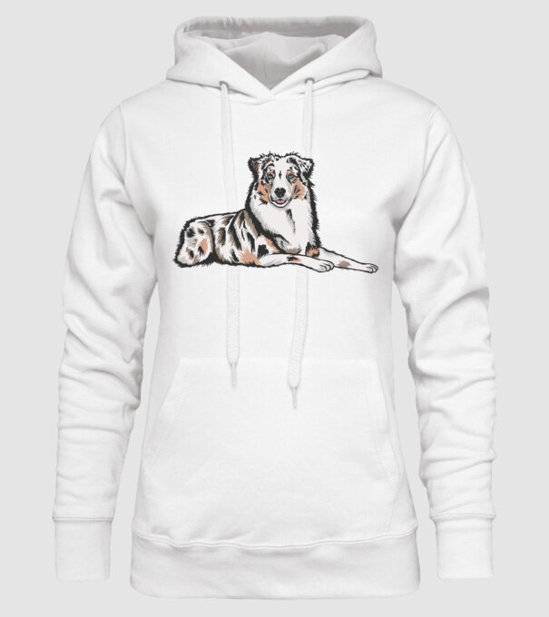 Câine ciobănesc Australian model alb pe tricou
