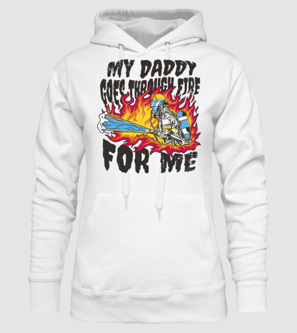 Tatăl meu trece și prin foc pentru mine model alb pe tricou
