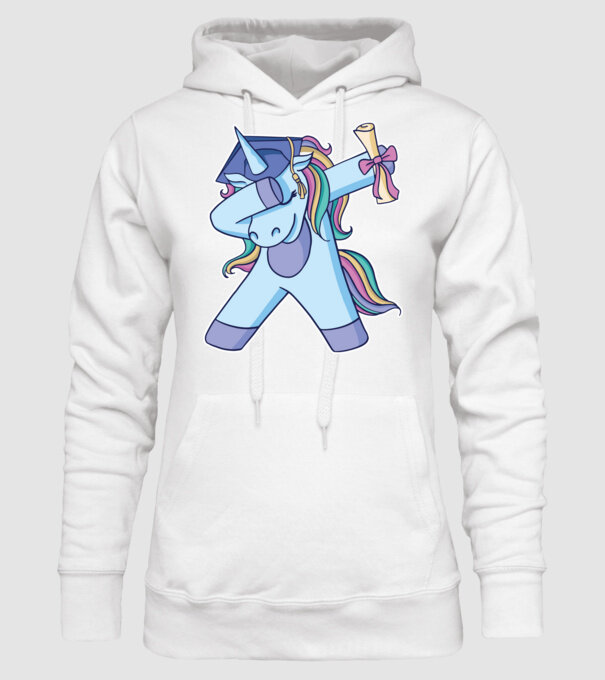 Unicorn Absolvent model alb pe tricou