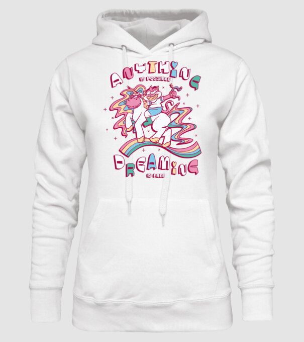 Orice este posibil Unicorn model alb pe tricou
