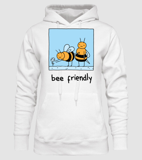 Bee friendly model alb pe tricou