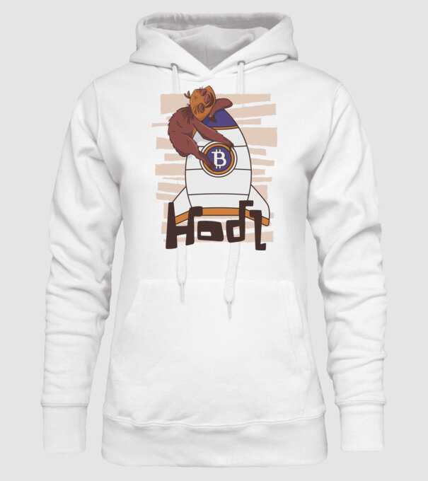 Bitcoin Hodl Leneș model alb pe tricou