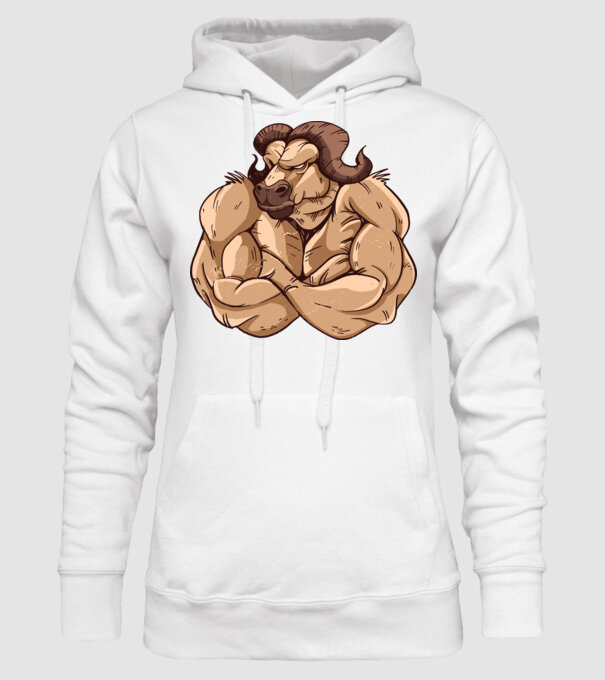 Puternic ca un bivol model alb pe tricou