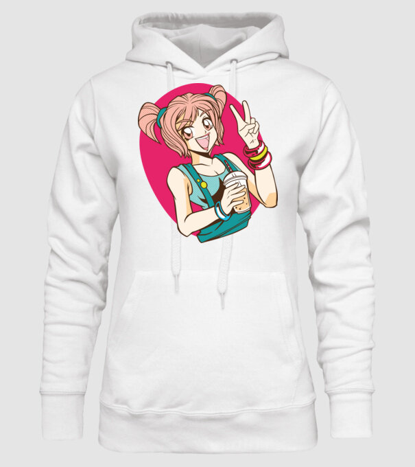 Bobba fată Anime model alb pe tricou