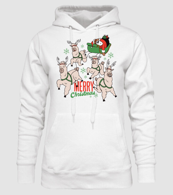 Crăciun Fericit Moș Crăciun Leneș model alb pe tricou