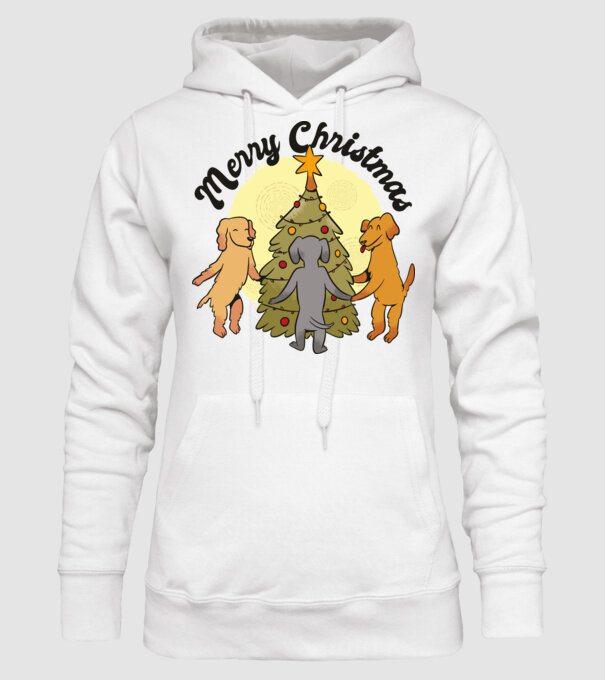Crăciun fericit cu câine model alb pe tricou