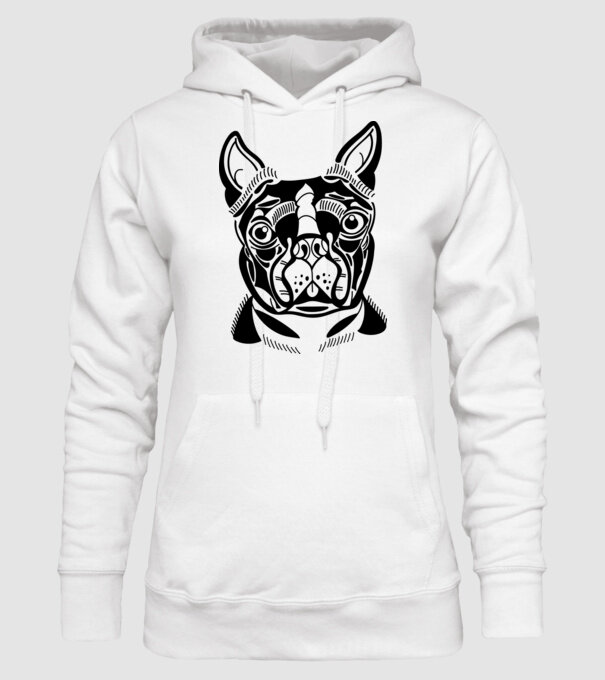 Câine Boston Terrier model alb pe tricou