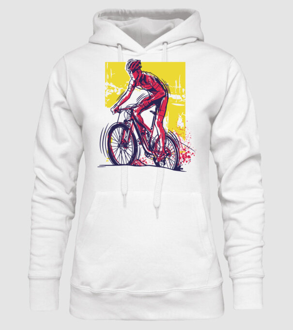 Ciclist model alb pe tricou