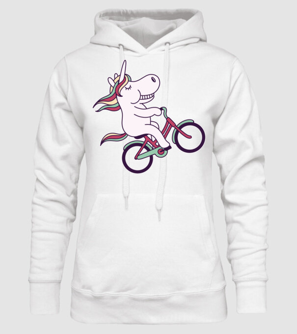 unicorn cu bicicletă model alb pe tricou