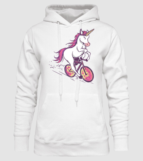 unicorn cu bicicletă model alb pe tricou