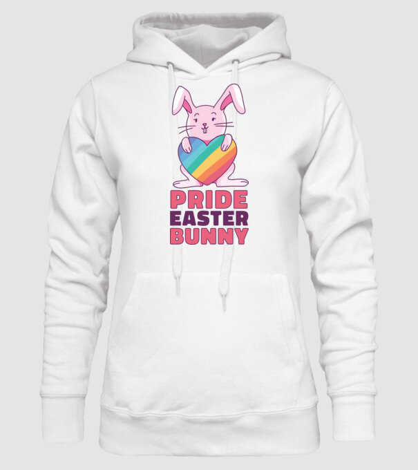 Iepurașul de Paște mândru model alb pe tricou