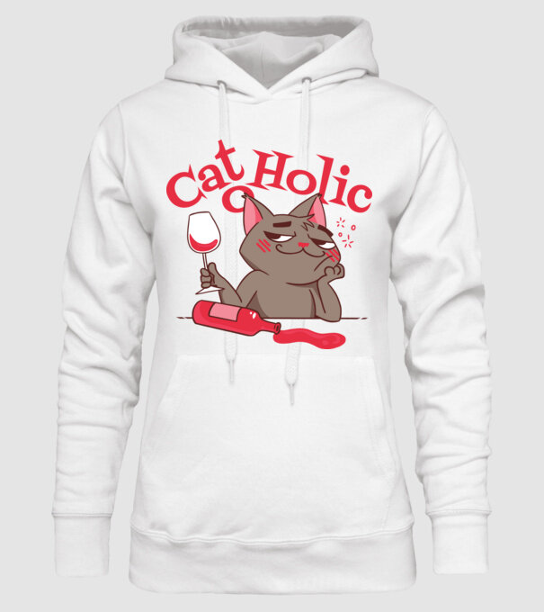 Catoholic - iubitor de pisici model alb pe tricou
