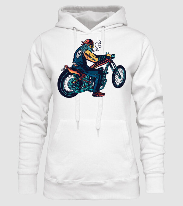 Motociclist Chopper model alb pe tricou