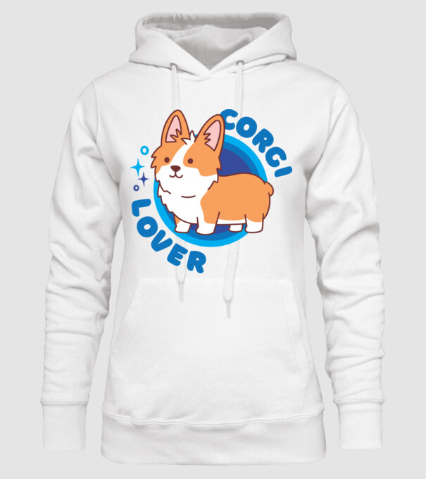 Corgi Lover model alb pe tricou