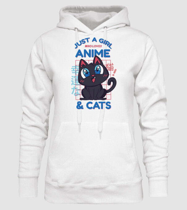 Doar o fată căreia îi place Anime și Pisicile model alb pe tricou