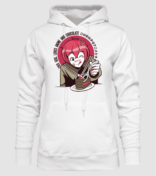 Doar o fată căreia îi place Anime și ciocolata model alb pe tricou
