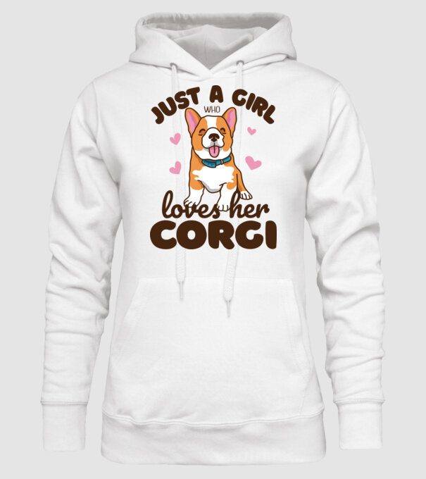 Doar o fată care iubește Corgiul său model alb pe tricou