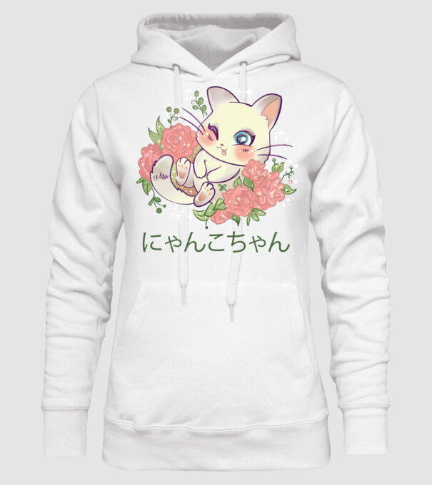 Pisicuță drăguță Anime model alb pe tricou