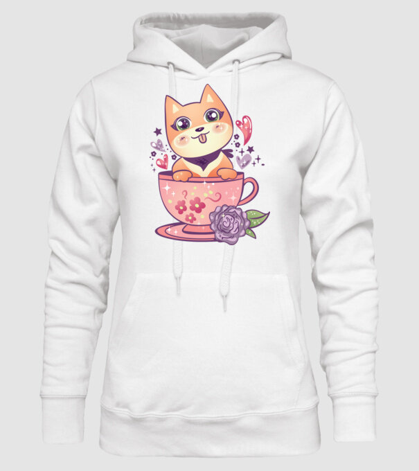 Câine drăguț Anime model alb pe tricou