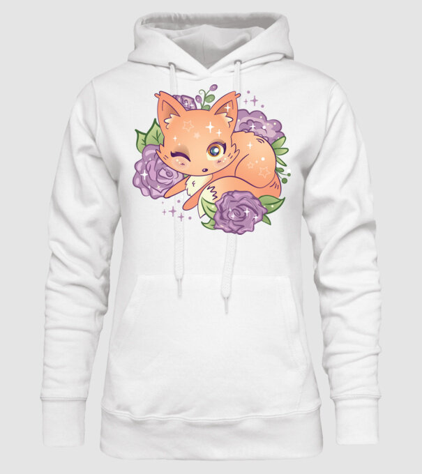 Vulpe Drăguță Anime model alb pe tricou