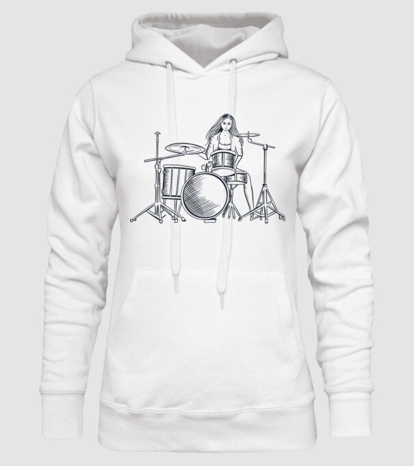 Fată Bateristă model alb pe tricou