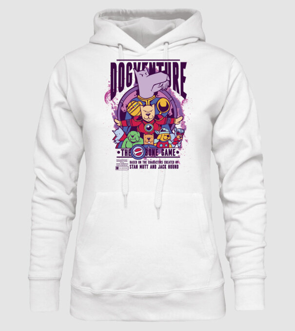 Dogventure The Bone Game model alb pe tricou