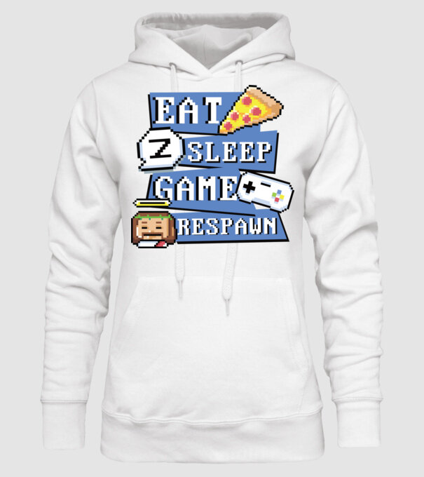 Eat, Sleep, Game respawn model alb pe tricou